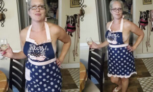 La abuela decide que tiene que cocinar desnuda